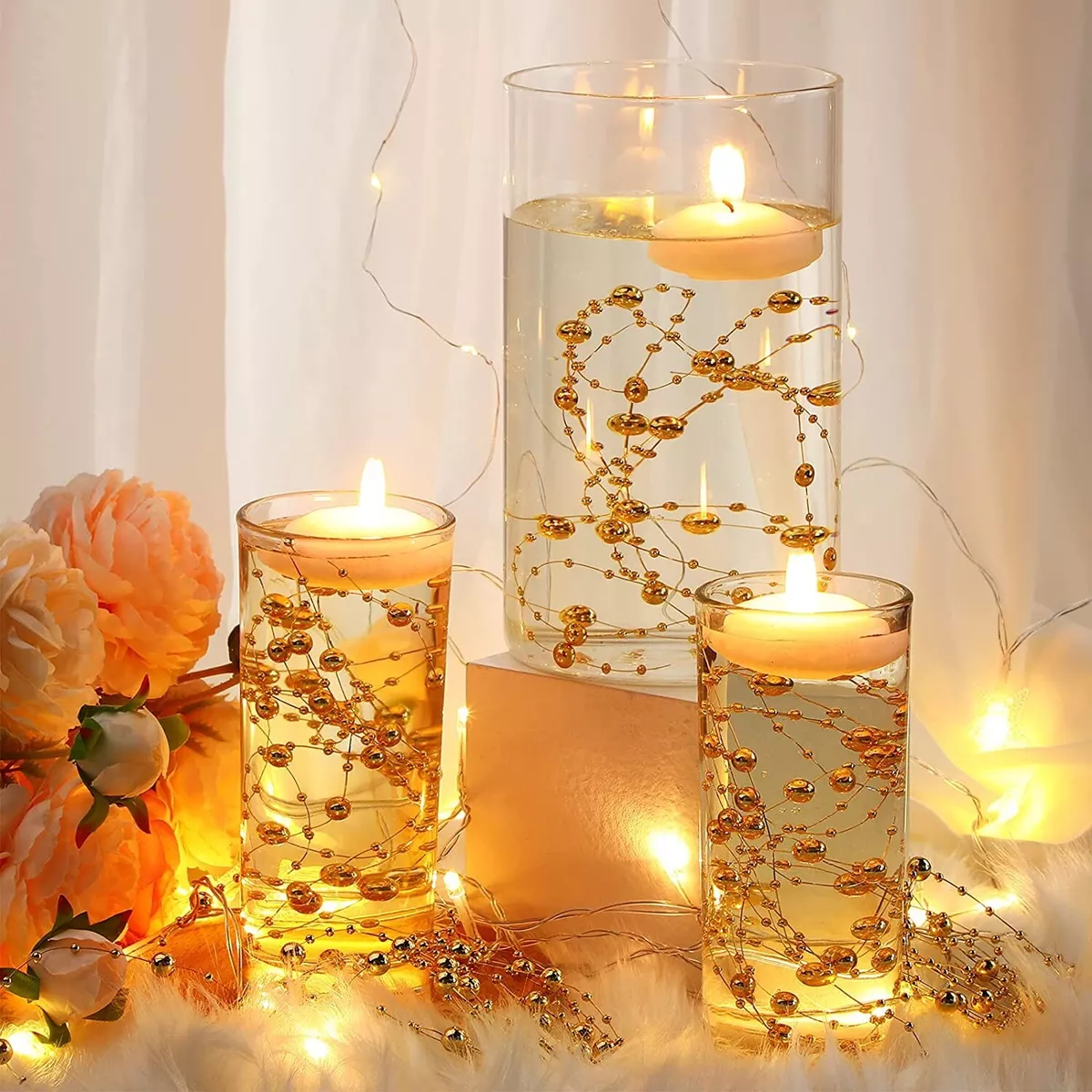 Easy DIY Floating Pearl Wedding Centerpieces With Vases and Candles! 