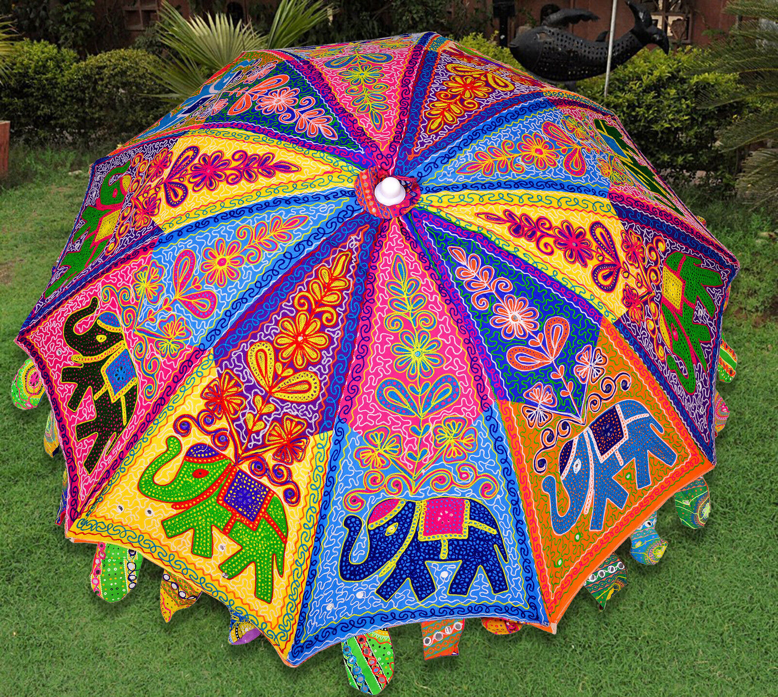 Sombrilla de jardín con elefante indio, sombrilla grande decorativa hecha a...