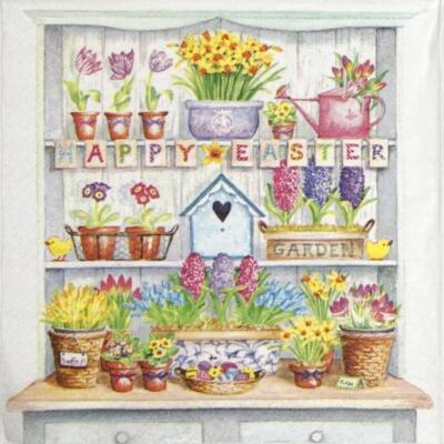 4x einzelne Servietten Decoupage und Party - Frohe Ostern Schrank