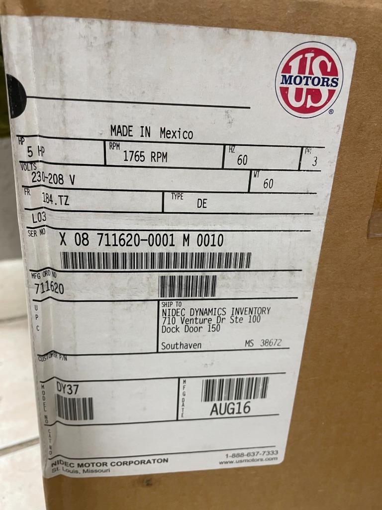 US MOTORS DY37 6206-2Z-J/C3 6205-2Z-J/C3 ELECTRIC MOTOR 5HP