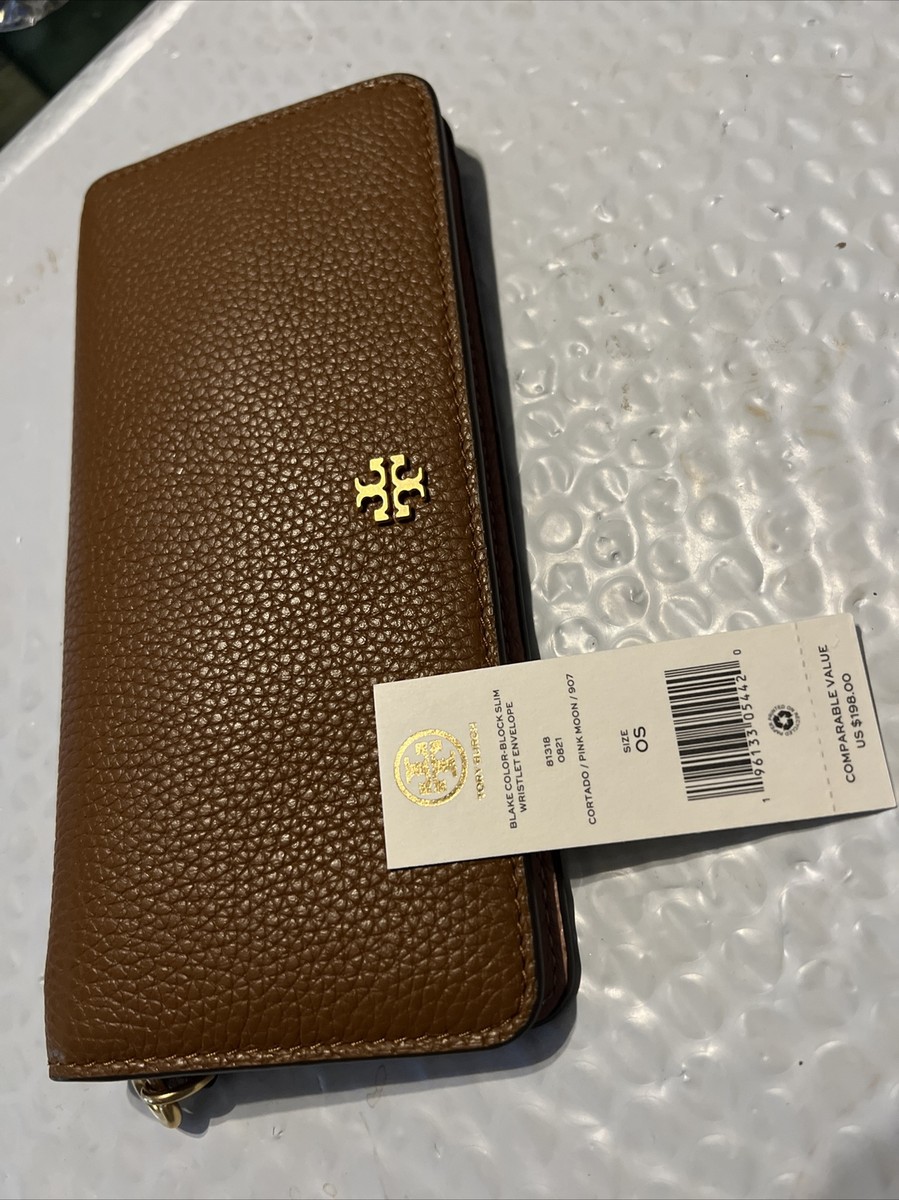 Tory Burch Blake Color Block Slim Wristlet Envelope Cortado