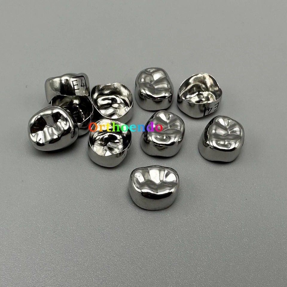 5 piezas coronas molares primarias dentales de acero inoxidable para niños corona pediátrica 48 tamaños Foto 3 de 4