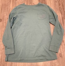 Womens small Ivory Ella long sleeve blue tee elephant logo pocket
