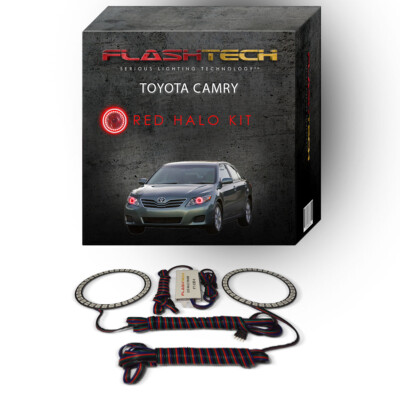 Red Angel Eye LED Headlight Halo Ring kit for 2010-2011 Toyota Camry Headlights