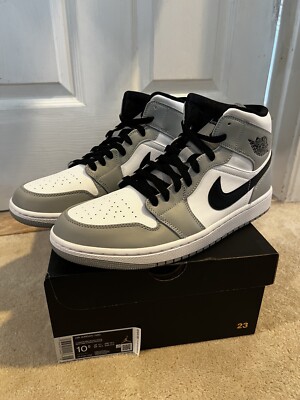 New Nike Air Jordan 1 Mid Light Smoke Grey 554724-092 SZ US M 10.5