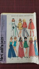McCalls 11" Barbie Doll Clothes Patterns 3429 Cut Vintage 1972