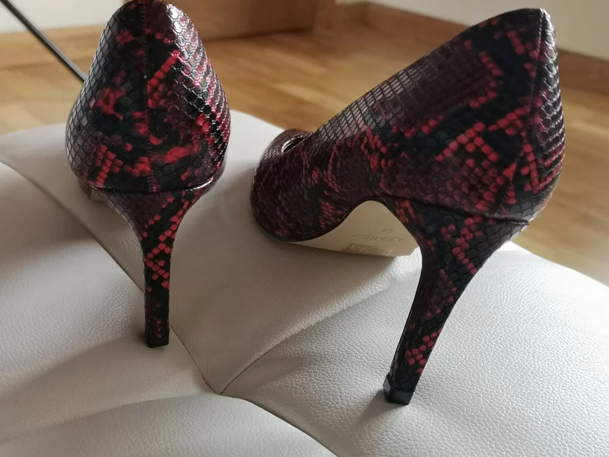 AZAREY Women s Red Reptile Effect Court Heel Shoes UK Size 5
