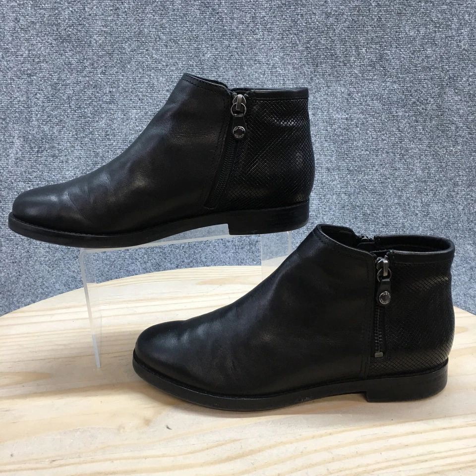 Geox Botines Mujer 38.5 Negro Promethea 20 Puntera Almendra Cremallera Informal Cuero Foto 2 de 4