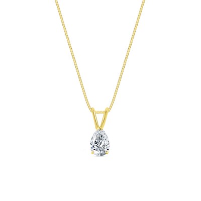 1,75 ct Birne Lab Created Diamant massiv 14K Gelbgold Anhänger Halskette 16''