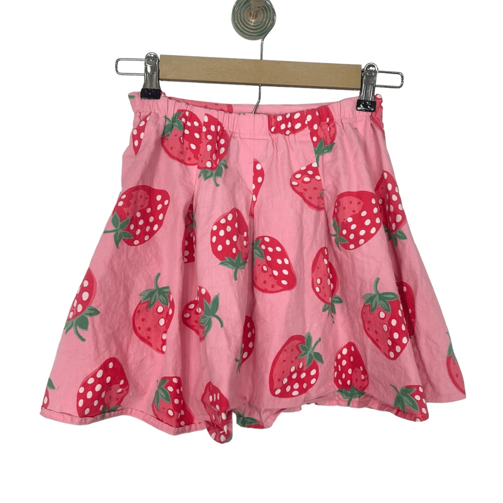 その他 aaa Mini Boden Skirt Girls 5-6Y Pink Red Pleated Elastic Strawberry