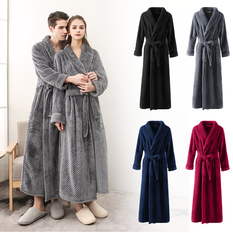 Ladies Womens Bathrobe Long Fleece Dressing Gown Luxury Winter Housecoat Robe UK eBay