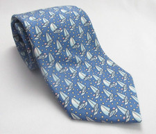 Vineyard Vines Men's Tie Light Blue with Sailboats 100 Silk- Excellent