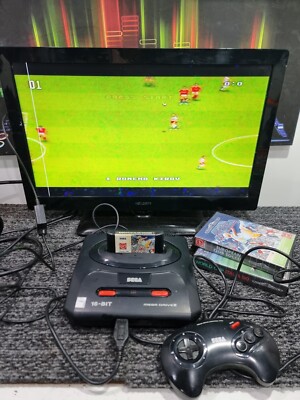 H1014 Sega Mega Drive 2 II Konsole 2 Spiele 1 Controller voll funktionsfähig Kabel