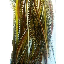 Natural Mix with Olive 8-12 Feathers for Hair Extension Bunched Together Salon Q