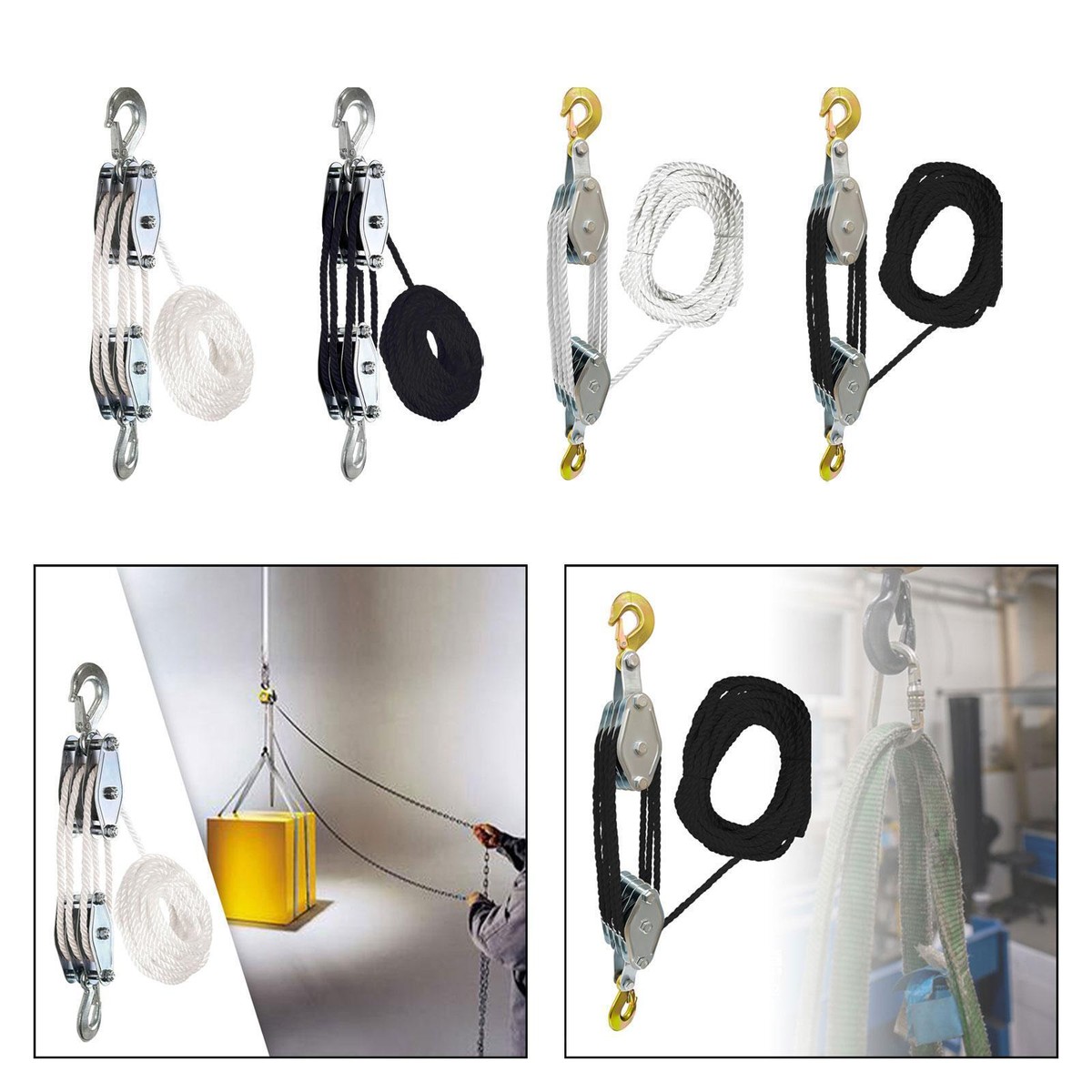 Produktbild von Nylon-Flaschenzug – 7,5x7,5 Cm, Block And Tackle, 4 M Seil, Für Jagd, Camping, Heben & Outdoor, Max. Tragfähigkeit N. A.