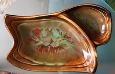 HUGE Vintage MCM 15 x 10 Maurice of California Pottery CHIP N DIP Snack BOWL