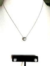 DIAMONIQUE CZ STERLING SILVER, HEART BOXED NECKLACE & EARRING SET (M4739-52)