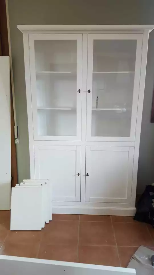 VETRINA DISPENSA LIBRERIA ARTE POVERA BIANCO OPACO CLASSICO 4 ANTE - Immagine 3 di 4