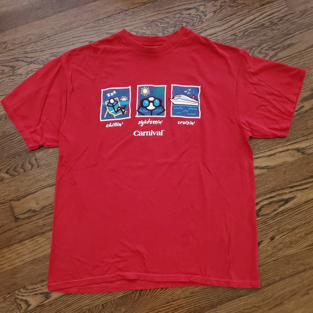 Vintage Carnival Cruise Lines T Shirt Mens M Crewneck Red Graphic Print Cotton Vintage Carnival Cruise Lines T Shirt Mens M Crewneck Red Graphic Print Cotton