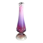 RARE! Vtg MCM Fenton Opalescent Plum Hobnail Swung Art Glass Bud Vase 60s!