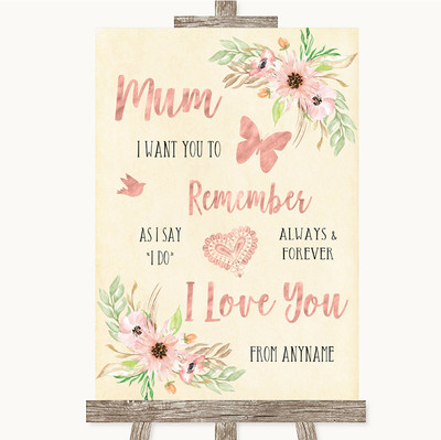 Personalisiertes Hochzeitsschild Blush Peach Floral I Love You Nachricht für Mama