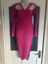 Fuchsia Ruched Midi Dress Size 8-10