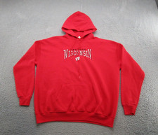 Vintage Lee Sports Wisconsin Badgers Embroidered Hoodie Size XL USA Made Read