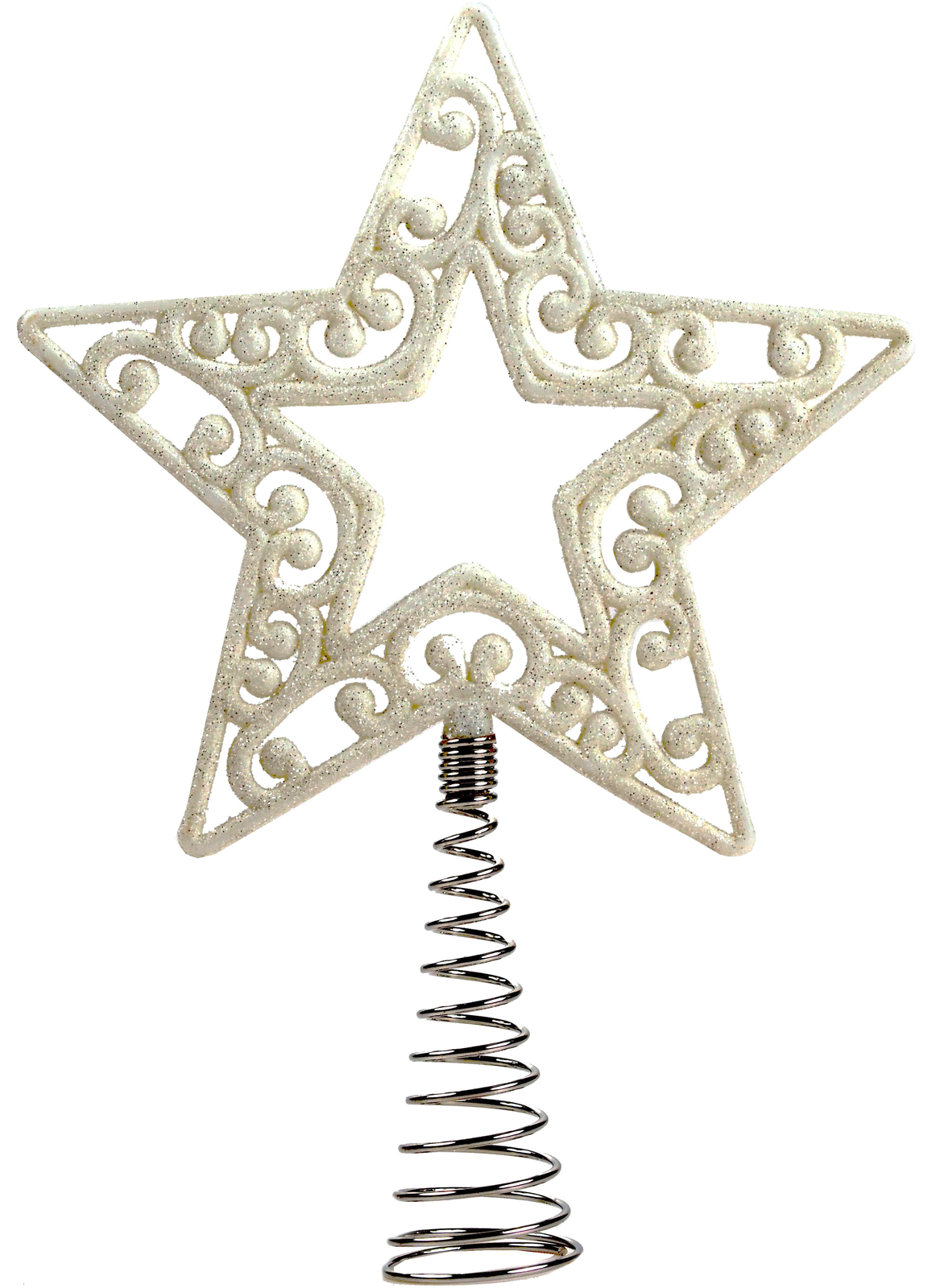 Christmas Tree Topper Star Glitter White Decoration