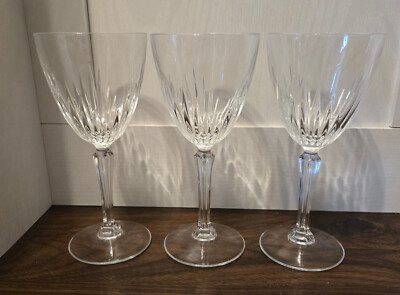 CRISTAL DE FLANDRE Water Goblet Austria Set of 3 Crystal Glasses Vintage 7-3/8''