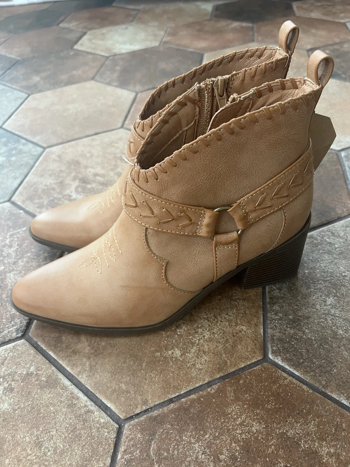 Frye Palma Stacked Heel Booties Light Tan Women's Size 8 NWT - Image 2 of 4