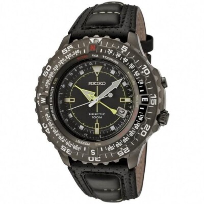 腕時計(アナログ) SEIKO automatic s SEIKO SKA425P1 KINETIC Watch Flight Master Pilots Black Leather