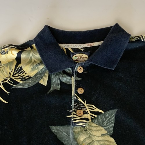 Camisa Polo Tommy Bahama De Colección Para Hombres Negra Floral Hoja Gráfica Estampado Mediana - Imagen 3 de 10