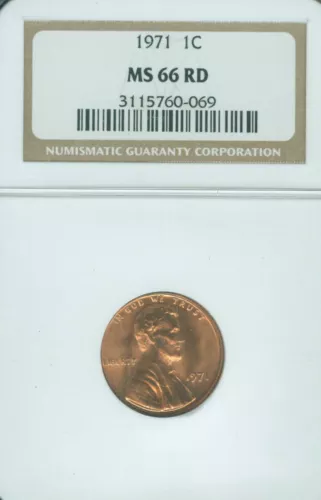 1971 LINCOLN CENT NGC MS66 RED 2ND FINEST REGISTRY *