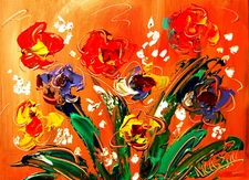 FLOWERS MARK KAZAV - ORIGINAL OIL PAINTING ABSTRACT MODERN ART  rth5