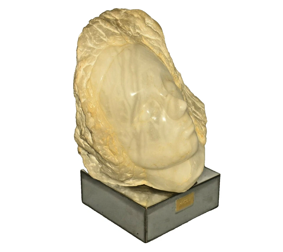 MARGIE Original Vintage Signed MCM Alabaster Female Bust Sculpture Head Statue - Image 2 of 4