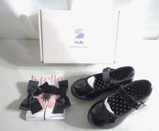 STELLE GLOSSY BLACK TAP SHOES FOR GIRLS TODDLER PU TAP DANCE, 7MT, NEW IN BOX