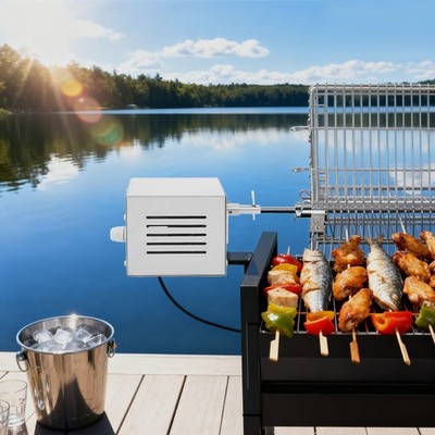 BBQ Röster Spanferkelgrillmotor Elektromotor Drehspieß Edelstahl Motor mit Kabel