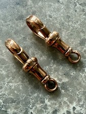 2x ANTIQUE VINTAGE 9ct CARAT SOLID ROSE GOLD ALBERT WATCH FOB CHAIN DOG CLASPS