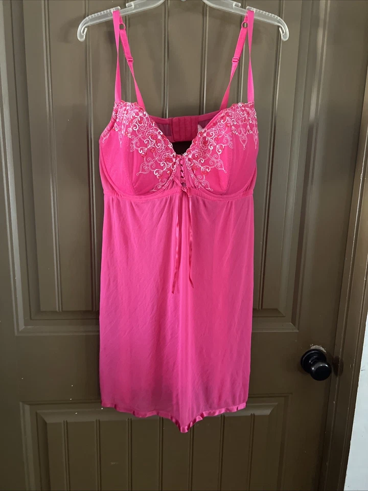 Cacique 22/24 Rosa Babydoll Halter Chemise Dormir Ropa de Salón Lencería Camisón Foto 2 de 4