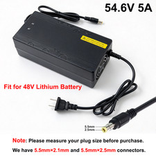 54.6V 5A Smart Charger for 48V Electric Bicycle Li-ion Battery DC 5.5x2.5mm Plug