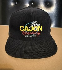 Vintage CAJON Speedway Corduroy Trucker Hat Snapback Cap Made In USA 80s