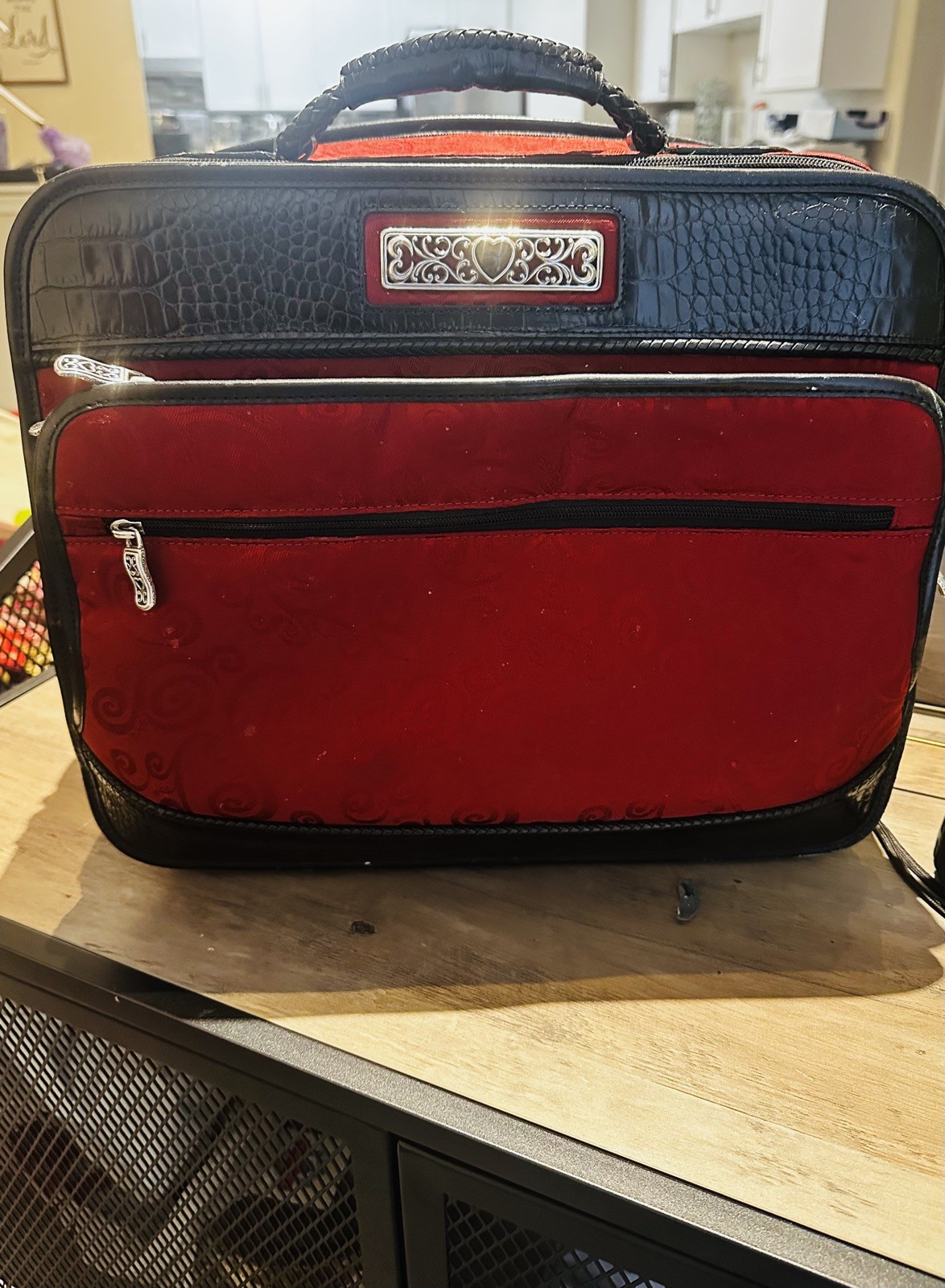 Red And Black Weekender  Computer Rolling Carry On