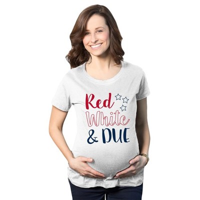 Maternity Red White and Due Pregnancy T Shirt Cute Patriotic Baby Tee for Baby