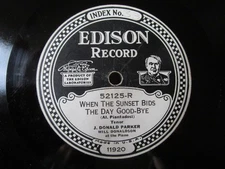 EDISON DIAMOND DISC PHONOGRAPH RECORD #52125 "MOON PEEPING THROUGH" Parker