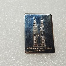 Petronas Twin Towers Pinback Button Malaysia Souvenir Rectangular