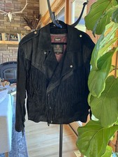 Vintage Real Leather Black Fringe Coat Western Vibe | Women’s Large