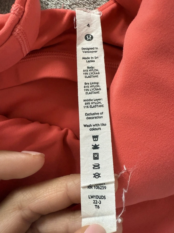 Camiseta sin mangas Lululemon Align para mujer 4 rojo coral calce ajustado longitud recortada yoga Foto 3 de 4