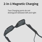 Black 60cm magnetic USB charger with two ports, shown in pairing mode on a light gray surface.