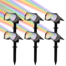 Solar Spotlights Outdoor [ 8 Colors/10 Modes], 2 in 1 Solar Powered Garden Spot