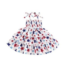 Toddler Girl 4th of July Outfit USA Smocked Dress 9-12 Months 4th of July Stars
